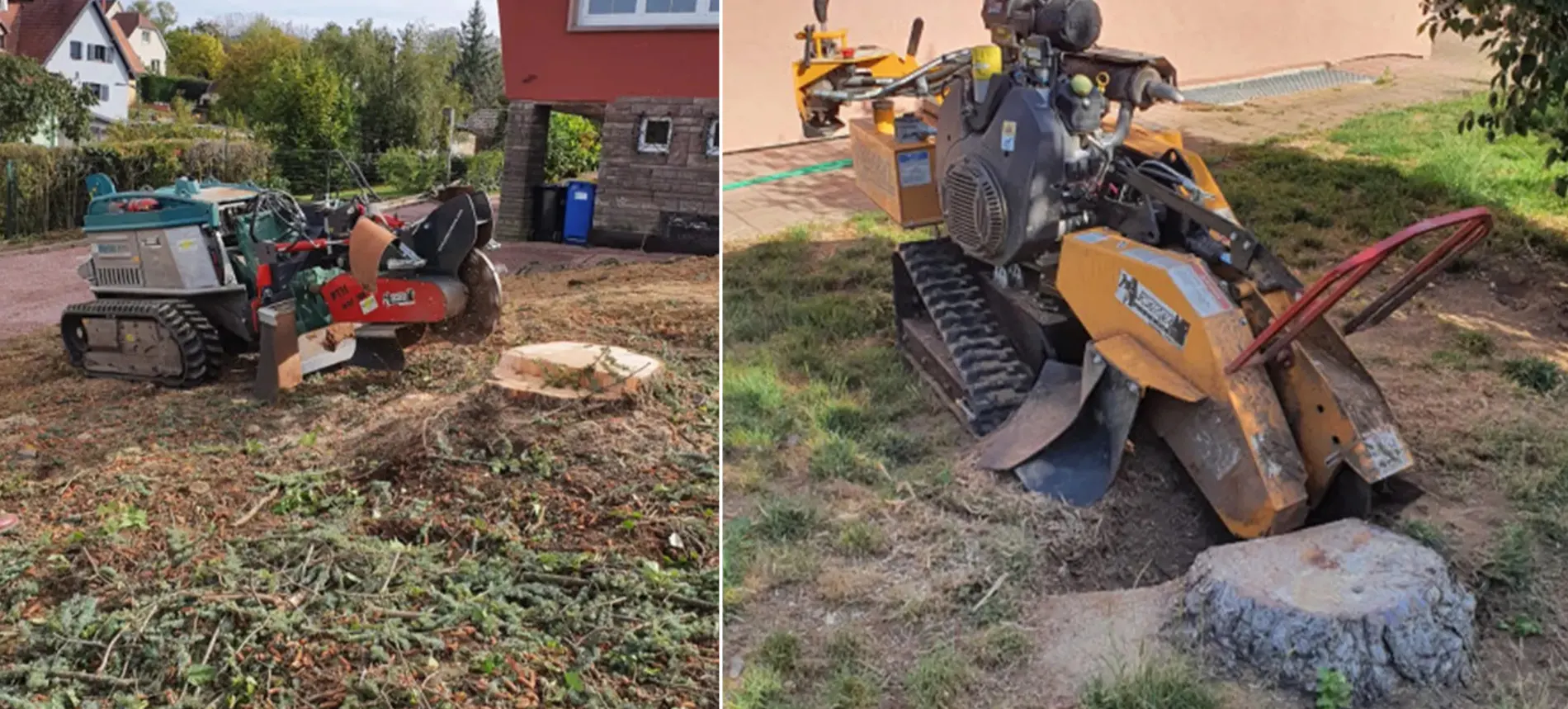 Rogneuse de souche professionnelle pour enlever une souche d’arbre dans le Bas-Rhin